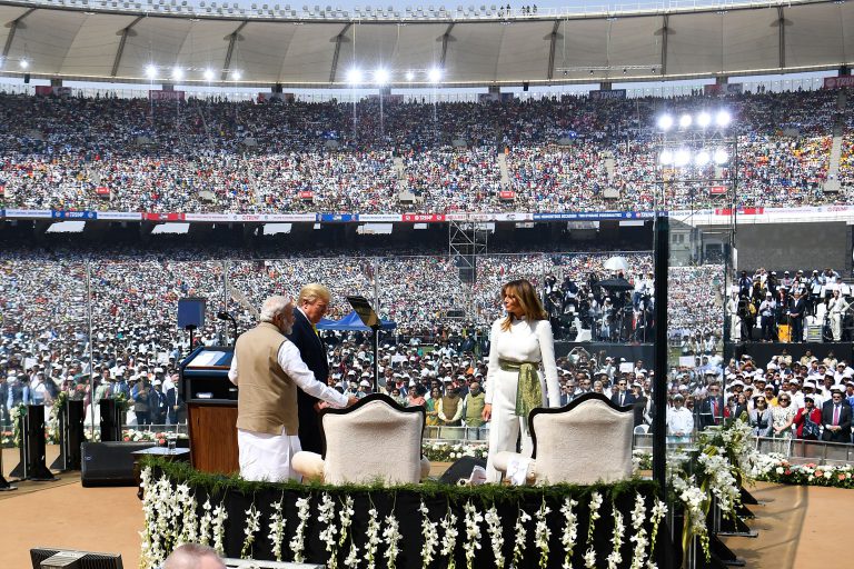 Modi holds huge rally for U.S. president’s India visit